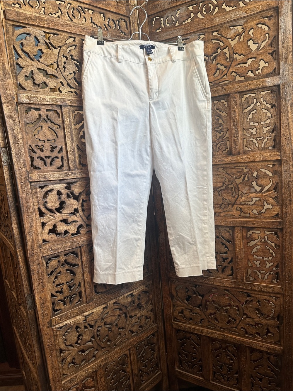 Chaps White Cotton Capris - Classic Straight Leg